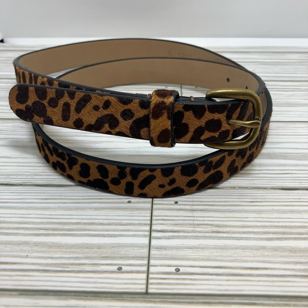 LOFT Leopard Print Belt with Gold Buckle